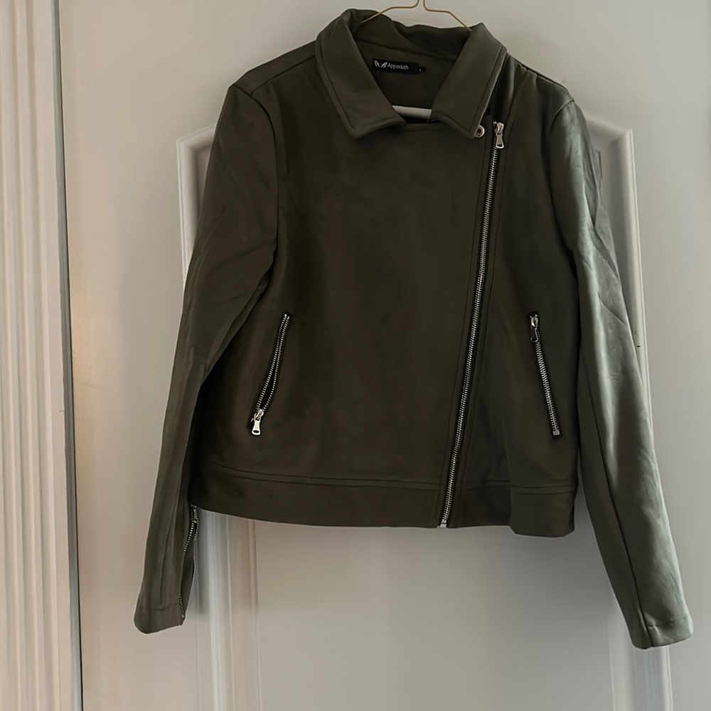 Apperloth olive green biker jacket